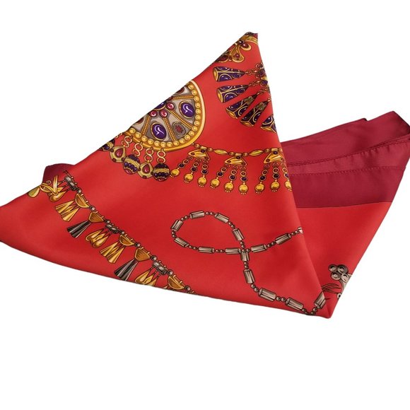 Vintage Italian Scarf Gold Jewels on Red A. Brod Classic Design Ladies Accessory - Picture 4 of 13